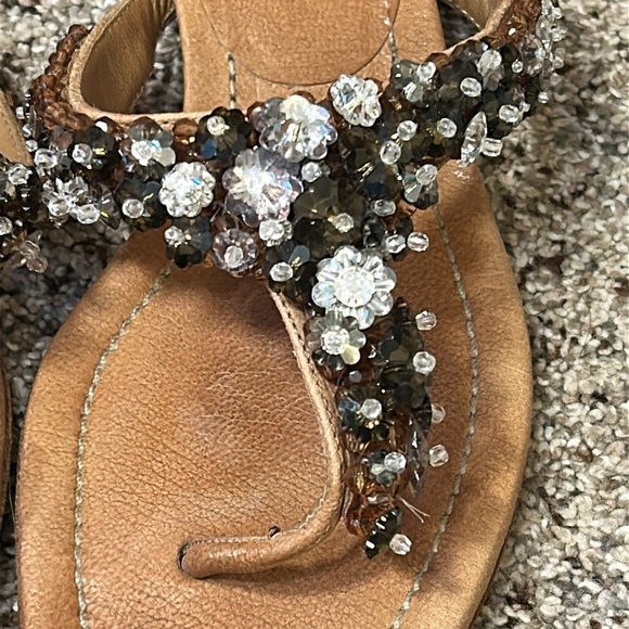 Prada Women's Leather Tan and Brown Beaded Sandals size EU 38 US 8 - Picture 7 of 16